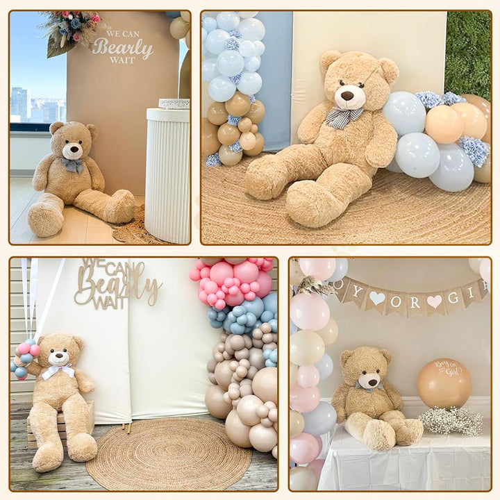 Giant Big Teddy Bear 4 Feet 47 Inch Life Size Tan Plush Bear Brown Stuffed Animal for Children Boyfriend