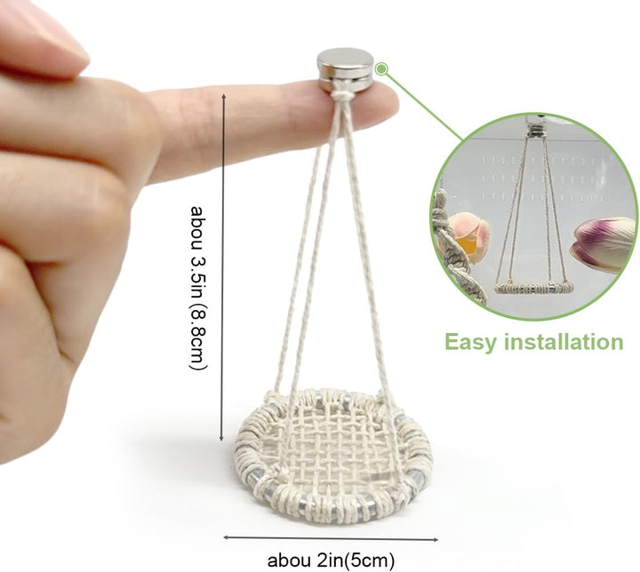 2 Pack Jumping Spider Rope Bridge Swings, Natural Cotton Rope Handmade Magnetic Mounting Jumping Spider Accessories for Medium Jumping Spider Enclosure