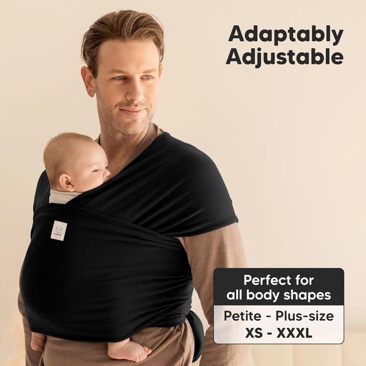 Baby Wrap Carrier - All in 1 Original Baby Carrier Newborn to Toddler Sling, Easy to Wear, Hands Free Bonding, Lightweight, Breathable Infant Wraps (Trendy Black)