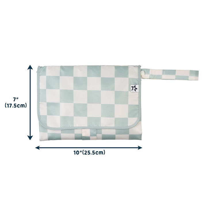Portable Diaper Changing Pad-Foldable Waterproof Changing Mat&Portable Changing Pad for Travel,Baby Changing Station with Smart Wipes Pocket&Storage (Sage Checkers)