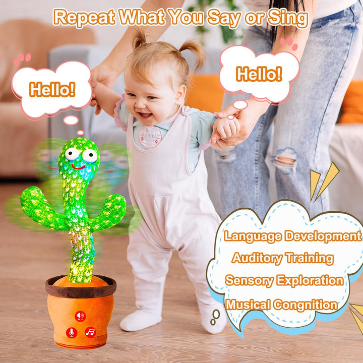 Volume Adjustable Dancing Talking Cactus Toy for Baby Toddler, Interactive Cactus Baby Toy, Mimicking Singing Repeating, Baby Toys for 6-18 Months Girls Boys, Birthday Gifts