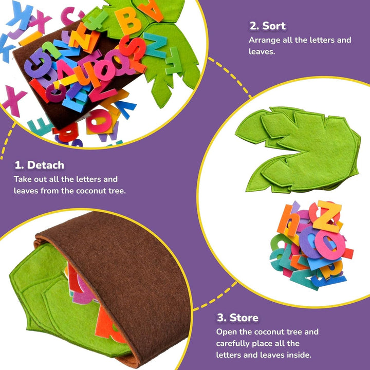 Felt Letter Tree Freestanding Coconut Tree Alphabet Game Set Props from the Childhood Favorite Book for Early Education