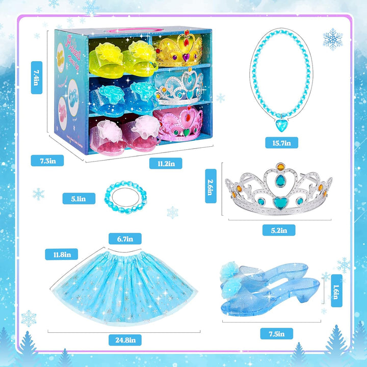 Princess Dress up for Girls - Dress up Clothes for Girls with Princess Shoes, Toys for Toddler Kids 3,4,5,6 Year Old