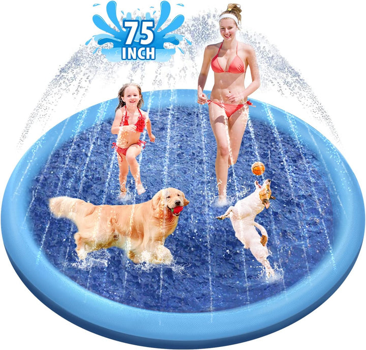 Splash Pad, 67In Anti-Slip Splash Pad for Kids Dogs 0.58Mm Thickened Dog Pool Splash Sprinkler Pad Durable Summer Outdoor Water Toys for Baby Toddler Boys Girls Pet