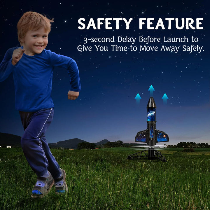 Rocket Launcher for Kids -200 Feet of Flight Altitude, Auto Electric Rocket Toys with Safe Parachute, Outdoor Summer Yard Toys Christmas Birthday Gifts for Boys & Girls Age 6 7 9 10 12 8-13 Years Old