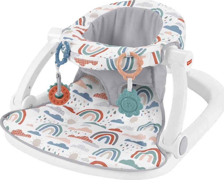 Portable Baby Chair Sit-Me-Up Floor Seat with Developmental Toys & Machine Washable Seat Pad, Starlight Bursts