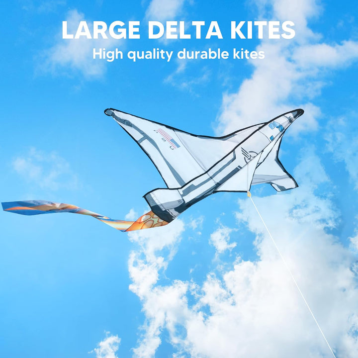 Spaceship Kite Easy to Fly for Kids and Adults with 262.5 Ft String, Large Beach Kite for Outdoor Games and Activities
