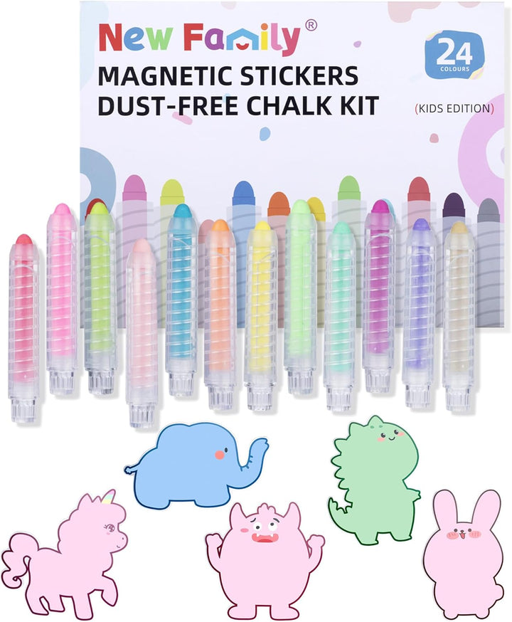 Dustless Chalk for Kids, Colored Sidewalk Chalk with Holder,Non-Toxic Washable Toddlers Chalks Drawing Writing for Outdoor Art Play,Blackboard(12 Pcs)