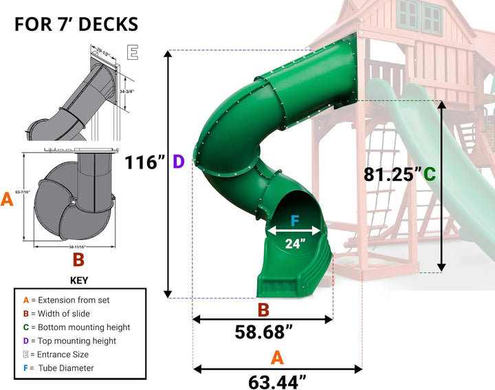 7 Ft.Turbo Tube Slide , Green