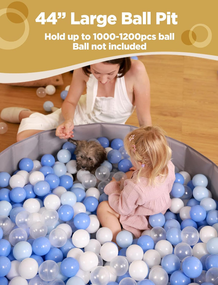 Large Ball Pit for Toddlers - 44In Baby Ball Pool with Playmat, Hold over 1000 Balls, Foldable Play Pit for Kids Dogs Indoor and Outdoor Games, Party Toys Gifts, Balls Not Include (Blue)