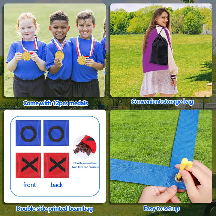 Outdoor Giant Tic Tac Toe Bean Bag Toss Games for Kids Adults Family, Large outside Lawn Yard Backyard Carnival Field Day Game, Beach Picnic Camping Birthday Party Family Reunion Games
