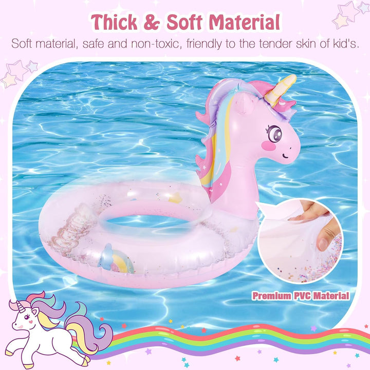 Inflatable Swimming Rings, Pool Floats Swim Tubes Rings round Shape Cute Cartoon Design Beach Water Lounge Inflatable Raft Party Supplies for Kids