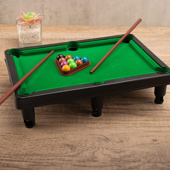 Mini Pool Table Set Portable Small Tabletop Billiards Game with 2 Sticks, 16 Balls and Triangle for Travel Party