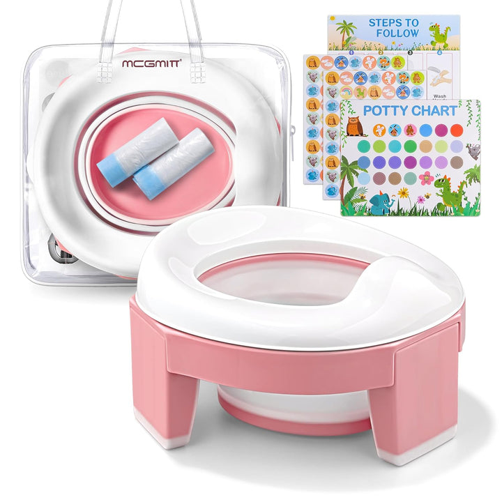 Portable Potty for Kids Travel - Foldable Training Toilet Chair for Toddler Girls with Storage Bags, Potty Training Toilet for Outdoor and Indoor Easy to Clean(Green)