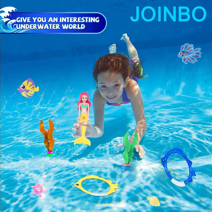18 Pcs Diving Pool Toys for Kids Ages 3-12 Set with Storage Bag,Pool Games Summer Swim Water Sinking Mermaid Toys