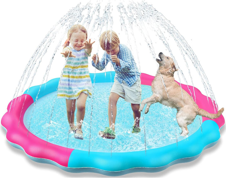 Kids Dog Splash Pad Sprinkler -  Non Slip Dog Sprinkler Pad Splash Pool Puppy Dogs Pool Summer Outdoor Water Toys Backyard Durable Splash Pad for Toddlers Kids Small Medium Large Dogs Pet