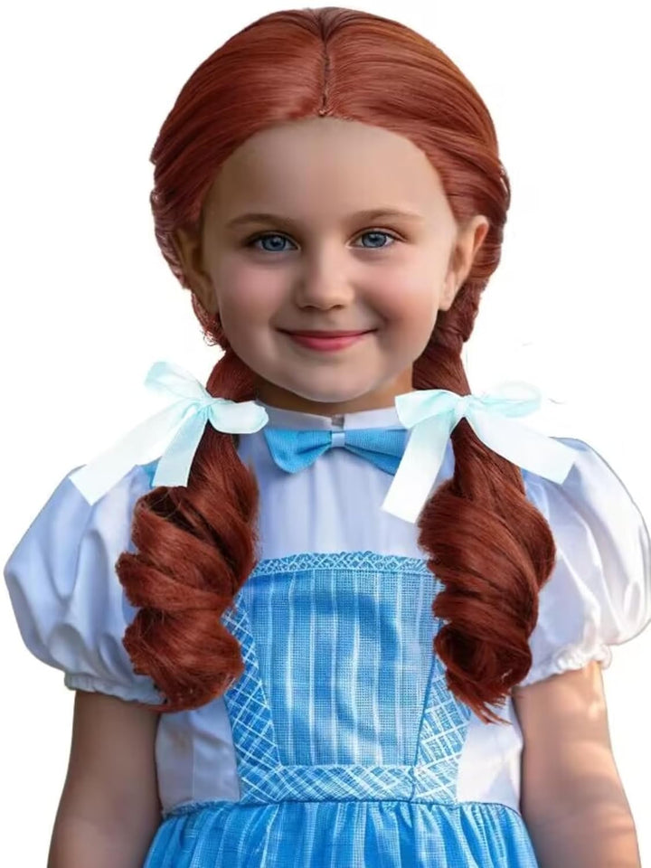 Long Straight Black Kids Wig with Flower Hair Clip, Wigs for Girls Toddler Cosplay 27.6'' Synthetic Hair + Wig Cap for Halloween Party Daily Costumes