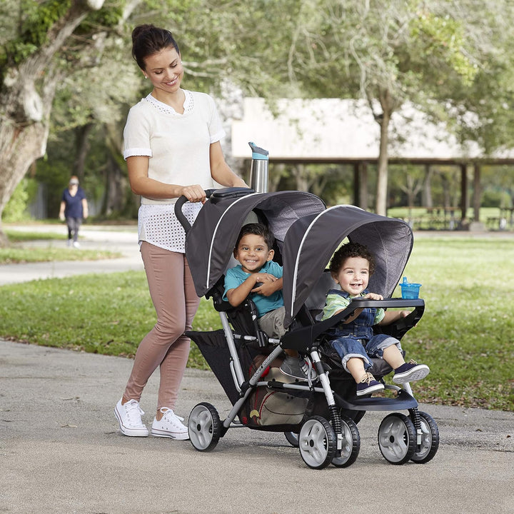 Duoglider Double Stroller | Lightweight Double Stroller with Tandem Seating, Glacier