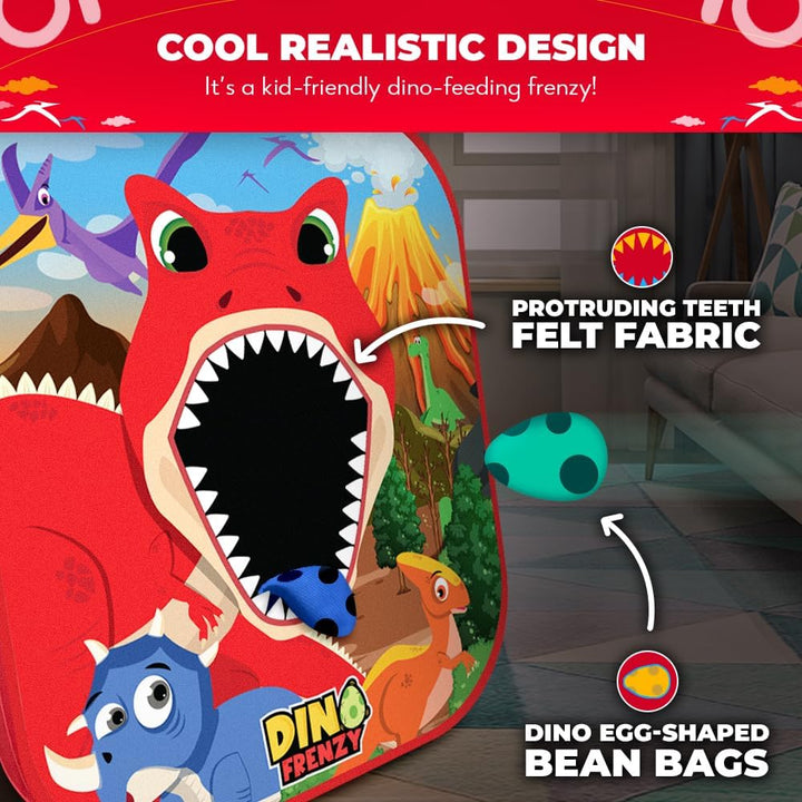 Games® - Dino Frenzy™ | 2-In-1 Corn Hole Games for Kids | 5-Second Setup | Dinosaur Bean Bag Toss Game for Kids | Kid Cornhole Game Set | Toddler Party Activity | outside Bean Bags Kid Tossing