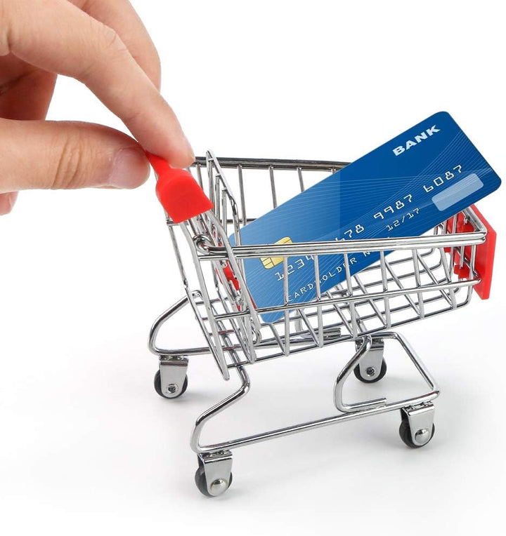 Mini Shopping Cart for Kids, Grocery Store Pretend Play for Toddler Supermarket Handcart Trolley Dollhouse Toys for Kids