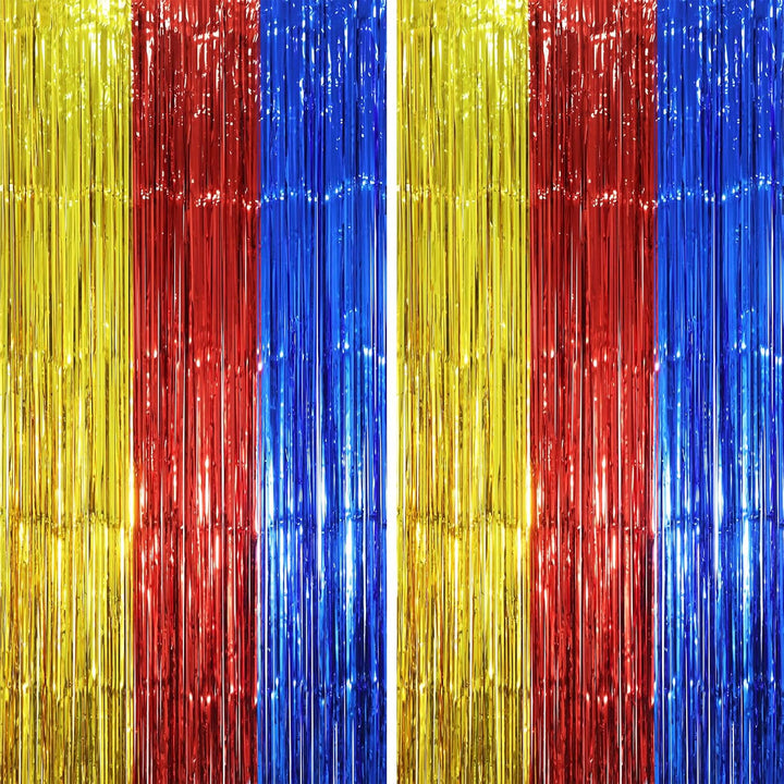 2 Pack Laser Pink Tinsel Foil Fringe Curtains, Mothers Day Pink Decorations, Metallic Tinsel Party Streamers Backdrop for Birthday Bachelorette Graduation Wedding Party Decorations
