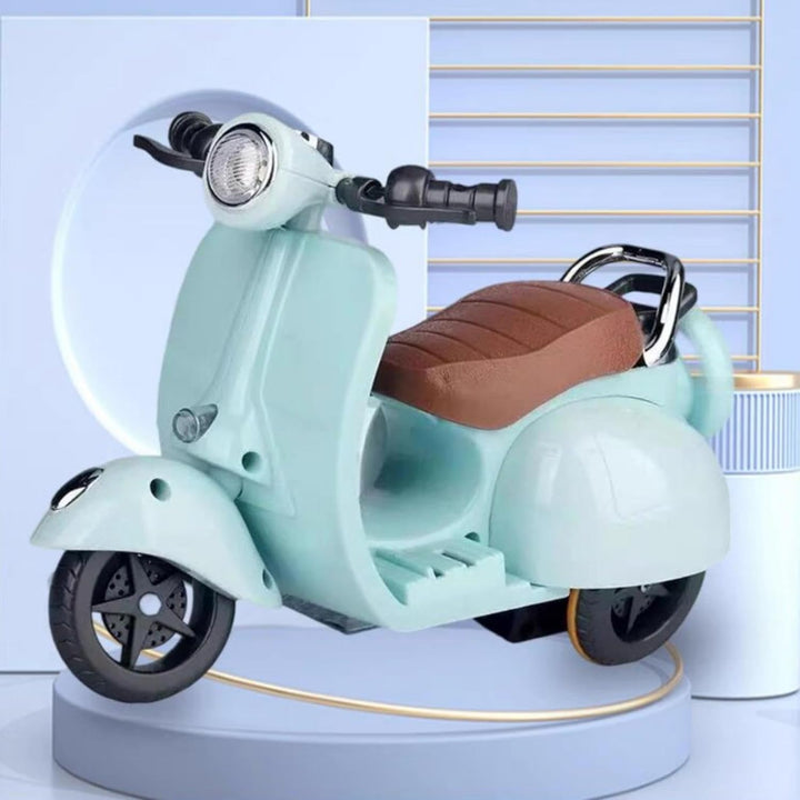 Scooter Toy - with Light and Music, Big into Energy Cute Have a Seat Motorcycles, Interactive Rotating Decor Desktop Ornaments Accessories Collectors (Blue)