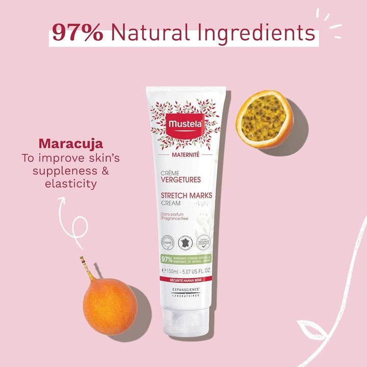 Maternity Stretch Marks Cream for Pregnancy - Natural Skincare Massage Moisturizer with Natural Avocado, Maracuja & Shea Butter - Lightly Fragranced or Fragrance Free - Various Sizes