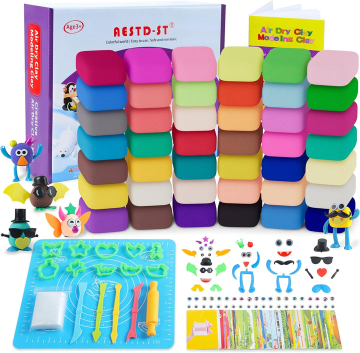 Air Dry Clay 66 Colors, Modeling Clay for Kids, DIY Model Magic Clay, Molding Clay Kit with Sculpting Tools, Non-Sticky Soft and Super Light, Arts and Crafts Gift for Boys Girls Kids.