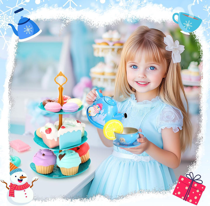 Tea Party Set for Little Girls Toys, Toys for Girls Gifts, Tea Sets for Toddlers 3-5, Pretend Play Kitchen Toy, Birthday Christmas Princess Gifts Toys for 3 4 5 6 7 8+ Year Old Girls