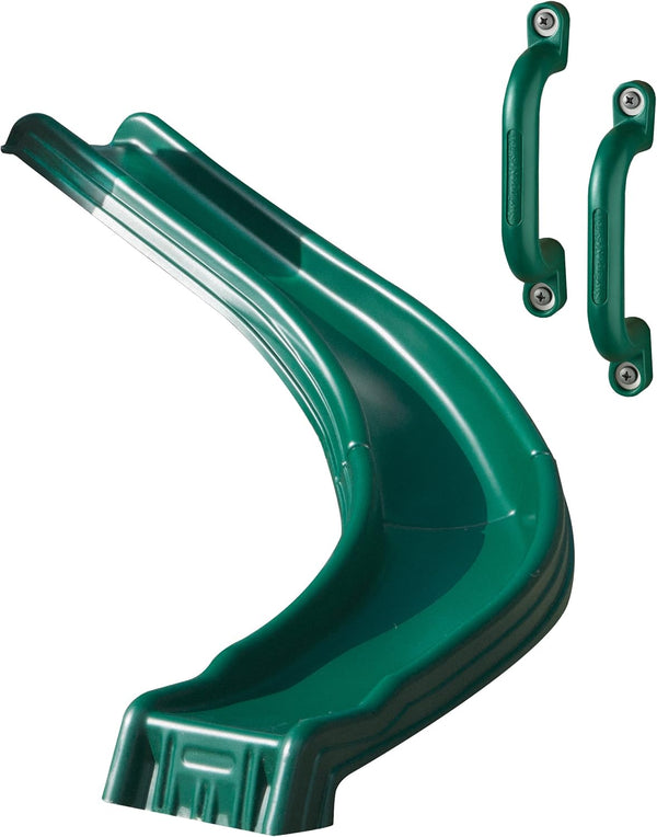 WS 8338 Side Winder Curved Plastic Slide for 4' Decks with Safety Handles, Green