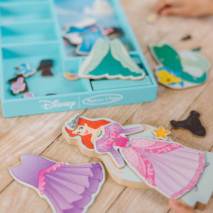 Disney Ariel Magnetic Dress-Up Wooden Doll Pretend Play Set (30+ Pcs)
