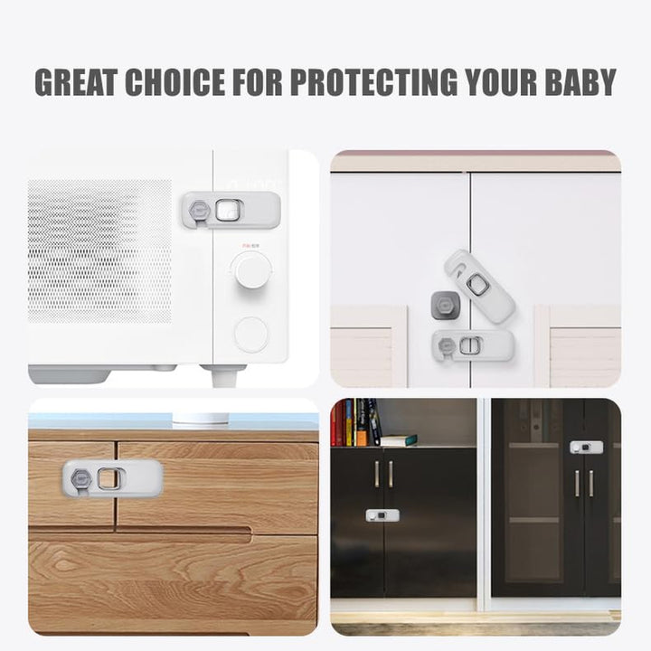 5 Pack Child Proof Refrigerator Lock,  Fridge Locks for Kids with Sticky Adhesive Pads, Child Safety Locks for Doors, RV Refrigerator, Oven Lock Child Safety Baby Cabinet Locks - Grey Updated