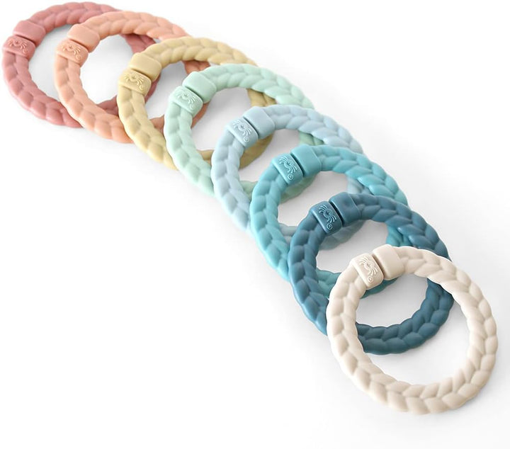 Linking Ring Set; Set of 8 Braided, Rainbow-Colored Versatile Linking Rings; Attach to Baby'S Car Seat, Stroller & Activity Gym to Keep Toys Nearby; Rainbow