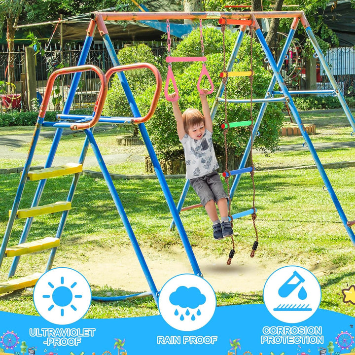 2 Pack Gym Swing Sets 48'' Trapeze Swing Bar Monkey Bar Heavy Duty Chain with Locking 6.8Ft Climbing Rope Ladder Climbing Game for Accessories Tree House Playground Outdoor Play (Pink)