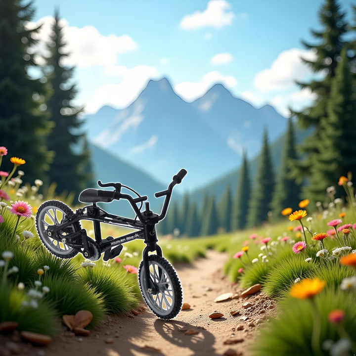 Black 1/18 Diecast Bike Action Figure Toy,Mini Finger Mountain Bike Bicycle Art Crafts Desktop Decor Finger Bikes