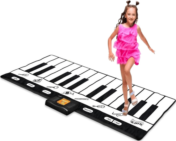 6 Ft. Floor Piano Mat for Toddlers - 24 Keys Piano Play Mat for Kids - Keyboard Playmat Has Record, Playback, Demo, Play, Adjustable Vol. - Best Piano Gift for Boys & Girls