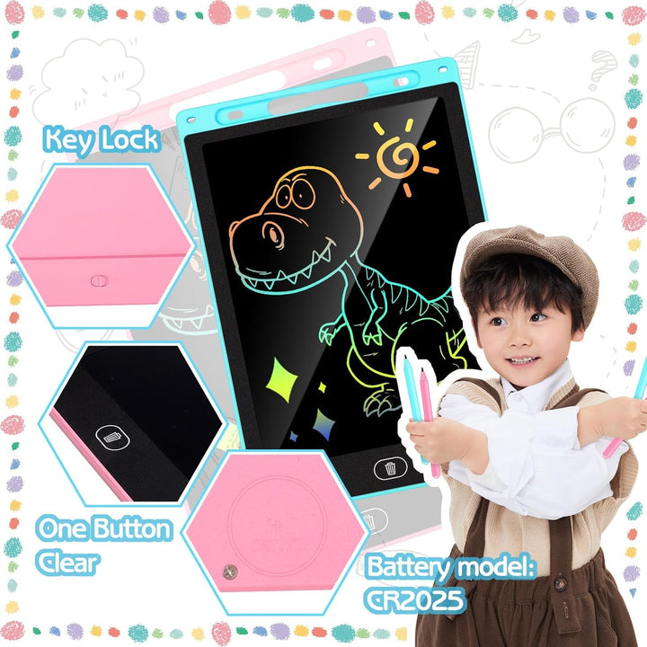 ® 2 Pack 10 Inch LCD Writing Tablet for Kids, Electronic Drawing Pad and Doodle Board for Ages 3-8, Birthday and Christmas Gifts for Boys and Girls,Back to School Gift Drawing Board (Pink & Blue)