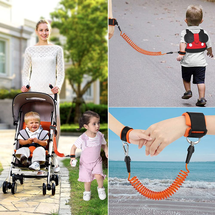 Toddler Leash Harness, Child Harness Baby Leash + Anti-Lost Wrist Link, Cute Kids Harness with Walking Assistant Strap Belt Tether for 1-5 Years Boys and Girls to Zoo or Mall