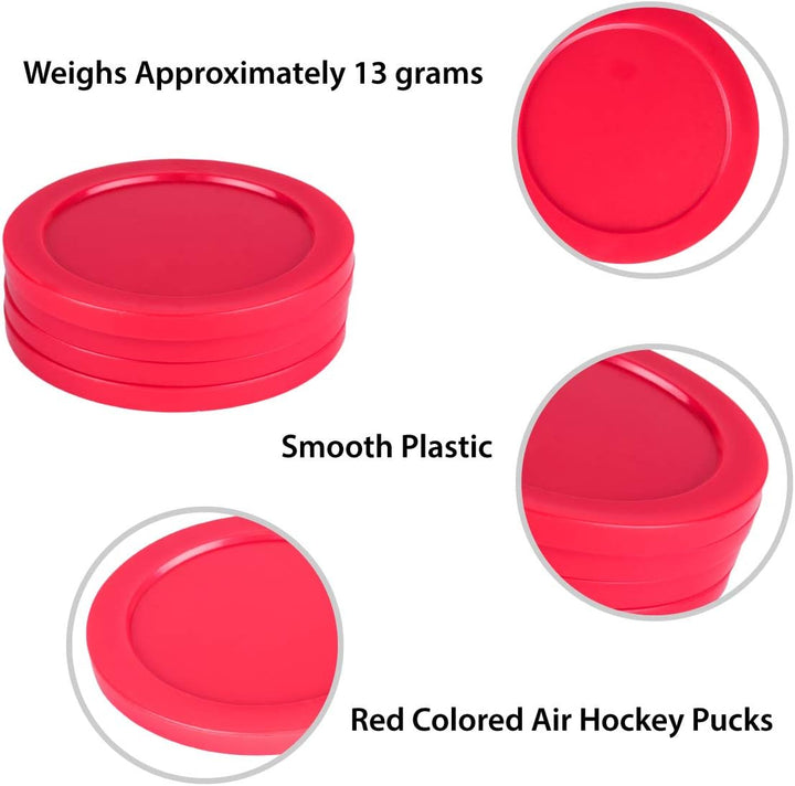 Home Air Hockey Red Replacement 2.5" Pucks for Game Tables, Equipment, Accessories (Pack of 4)