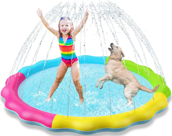Splash Pad Sprinkler for Kids Splash Play Mat Outdoor Water Toys Inflatable Splash Pad Baby Toddler Pool Boys Girls Children outside Backyard Dog Sprinkler Pool Age 1 2 3 4 5 6 7 8 9 M