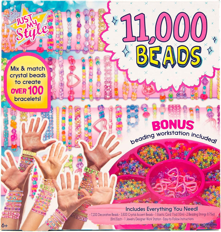 ABC Beads by Horizon Group Usa, 1000+ Charms & Beads, Alphabet Charms, Accent Seed Star Wax Beading Cord, Satin Cord Key Ring Included, Bright, Small