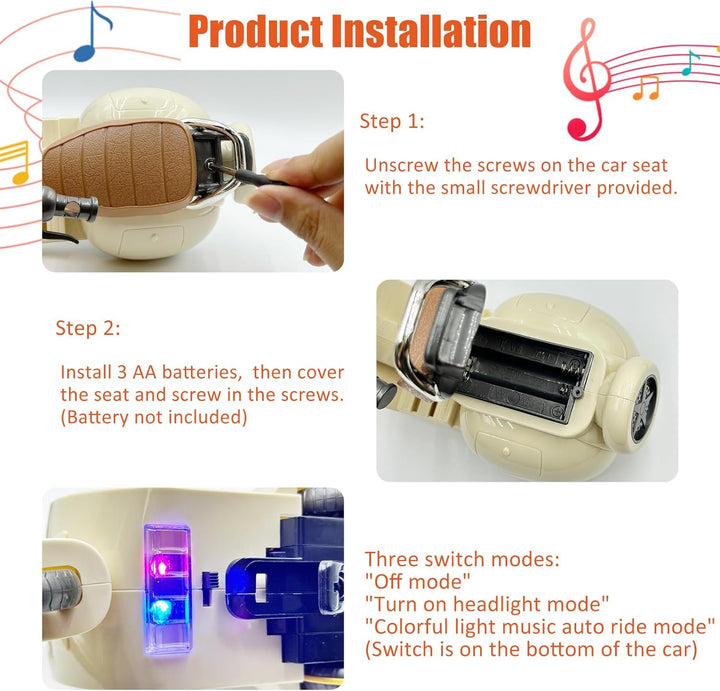 Electric Doll Scooter for 17Cm Doll,Funny Doll Accessories with Music and Lights, 360° Rotatable Plastic Scooter Decoration Batteries Not Included (White)