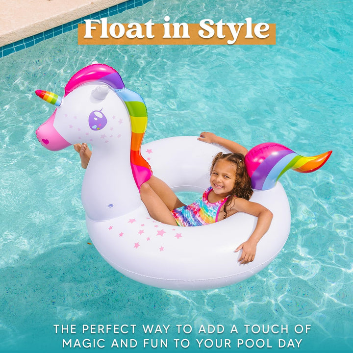 2-Pack Flamingo Unicorn Pool Float - Fun Floaties Inflatable Swimming Pool Tubes Toys Party Decorations, Summer Vacation Lake Beach Floaty Swim Rings Raft Lounger for Adults & Kids