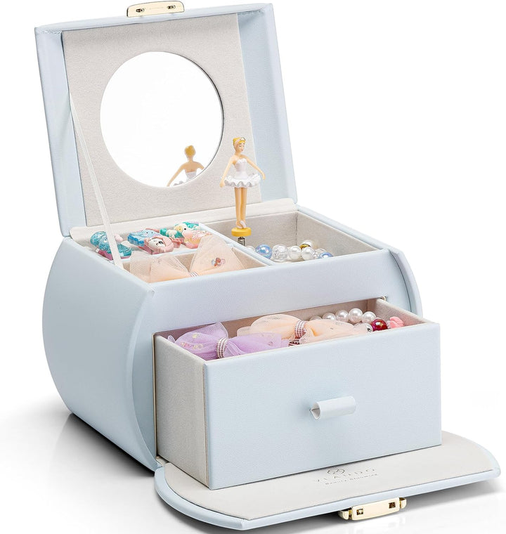 Kids Musical Jewelry Box for Girls with Drawer, Music Box with Ballerina and Stickers for Birthday Bedroom Decor, Gifts for Girls Kids - Pink
