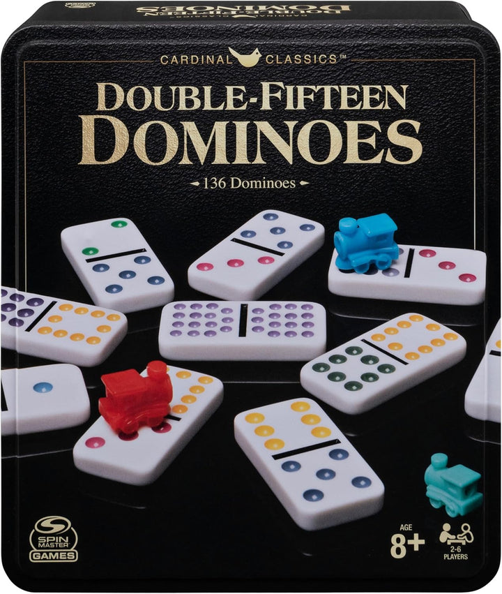 , Cardinal Classics Double Nine Dominoes Set in Storage Tin, Dominoes for Kids & Adults, Classic Game, 2-6 Players, for Ages 8 & Up
