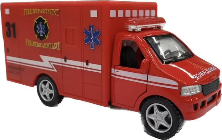 Rescue Team Ambulance 5" Die Cast Metal Cabin W/Pullback Action