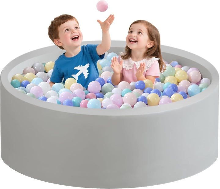 Ball Pit for Toddlers 35.43''X11.81 Baby Ball Pits Soft Memory Foam Ball Pit round Kids Ball Pit Indoor Game Kids Play Ball Pool Ideal Gift for Girls and Boys (Grey, NO Balls)