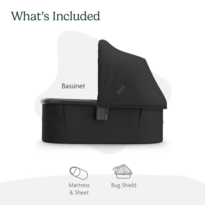 Bassinet V3 - Compatible with Vista, Cruz, Ridge Strollers - Overnight Sleep Solution - Mattress, Sheet and Bug Shield Included - Jake (Charcoal/Carbon Frame)