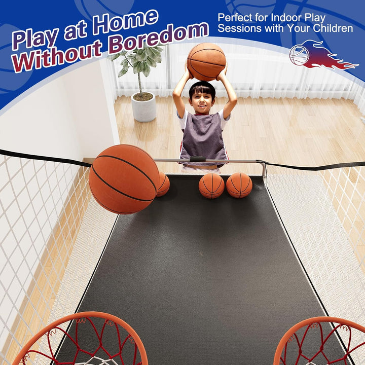 Arcade Basketball Game, Dual Shot Electronic Basketball Game with 8 Game Modes, LCD Score Display, and 4 Rubber Balls, Indoor Basketball Arcade Game for Home