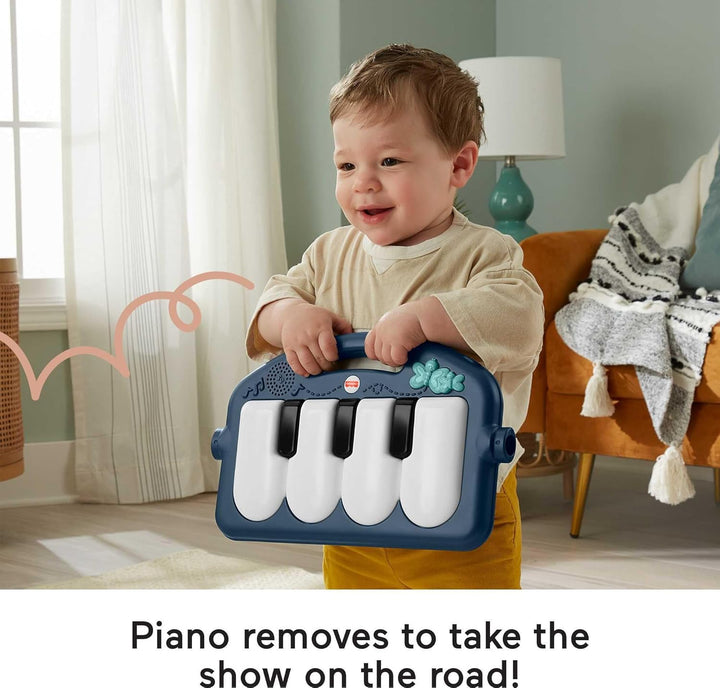 Baby Playmat Kick & Play Piano Gym with Musical and Sensory Toys for Newborn to Toddler, Navy Fawn